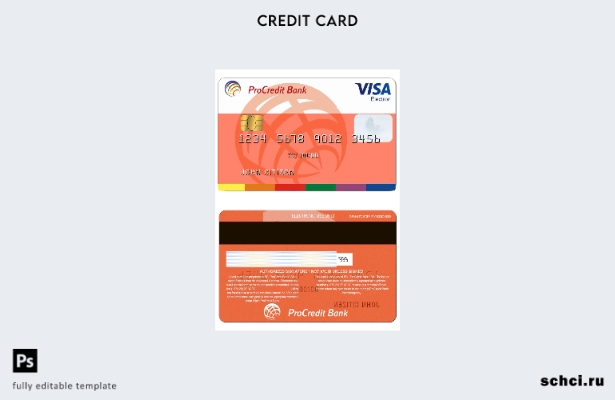 цифровая загрузка шаблона кредитной карты Visa Electron банка Молдовы Procredit